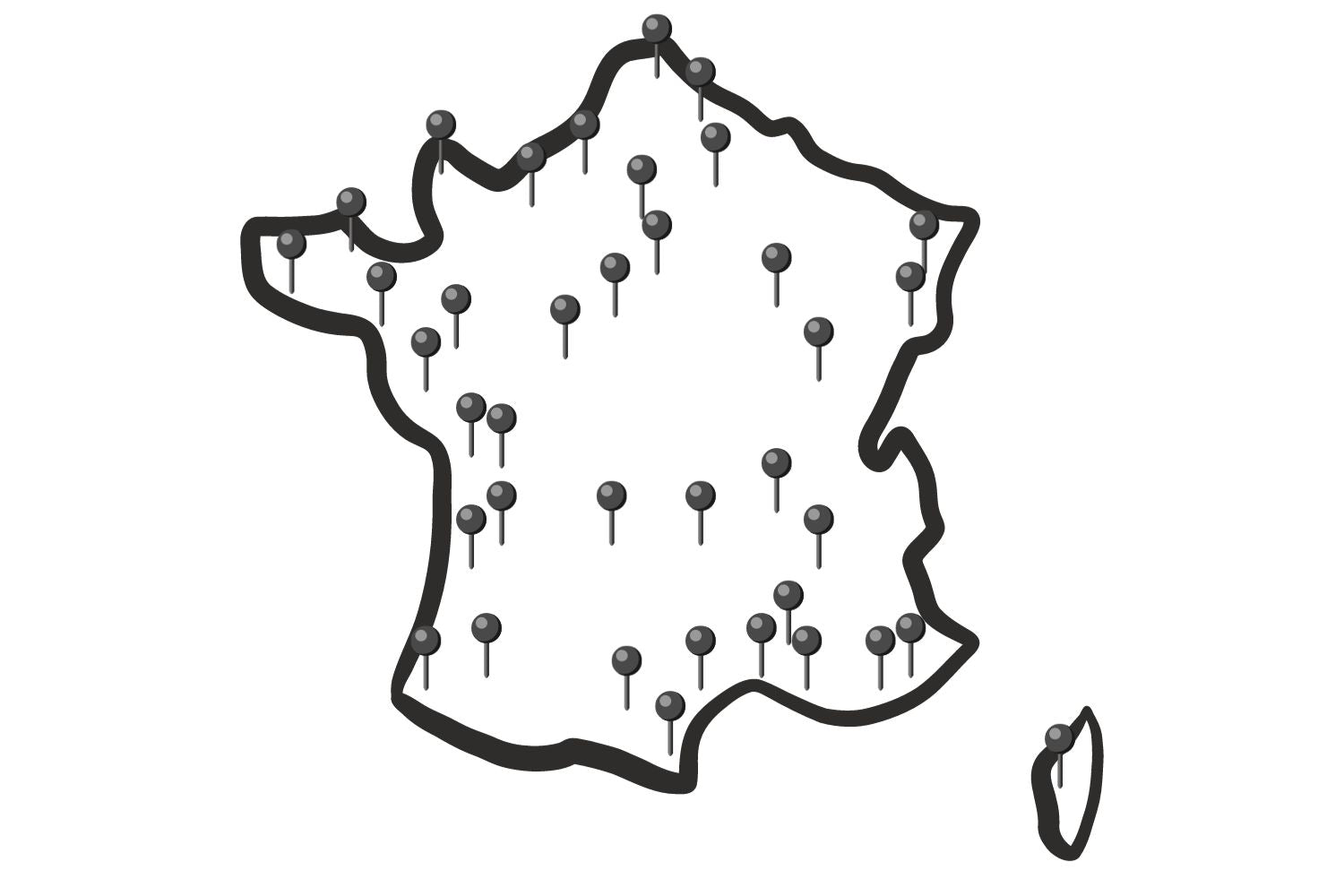 Carte de France des magasins franchisés FitnessBoutique